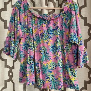 Vibrant Pink Floral Off-Shoulder Blouse
